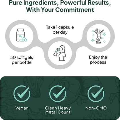 Organics Ocean Better D3 + K2-100% Organic VIT D3 and K2 Supplements with Maximum Bioavailability - Supports Bone Density, Calcium Balance, Immunity & Mood - 1-Pack, 30-Day Supply